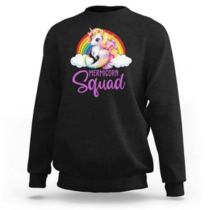 Mermicorn Squad Sweatshirt Mermaids Unicorns Birthday Party Rainbow TS11 Black Print Your Wear