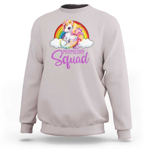 Mermicorn Squad Sweatshirt Mermaids Unicorns Birthday Party Rainbow TS11 Ice Gray Print Your Wear