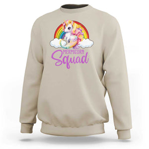 Mermicorn Squad Sweatshirt Mermaids Unicorns Birthday Party Rainbow TS11 Sand Print Your Wear