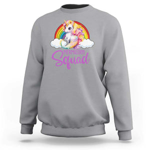 Mermicorn Squad Sweatshirt Mermaids Unicorns Birthday Party Rainbow TS11 Sport Gray Print Your Wear