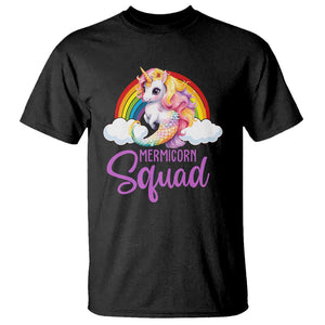 Mermicorn Squad T Shirt Mermaids Unicorns Birthday Party Rainbow TS11 Black Print Your Wear