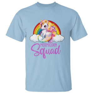 Mermicorn Squad T Shirt Mermaids Unicorns Birthday Party Rainbow TS11 Light Blue Print Your Wear