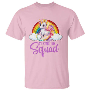 Mermicorn Squad T Shirt Mermaids Unicorns Birthday Party Rainbow TS11 Light Pink Print Your Wear