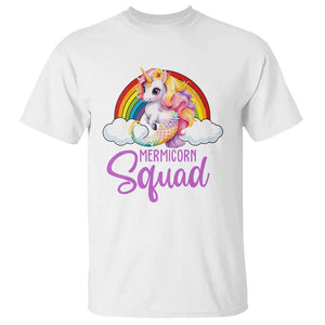 Mermicorn Squad T Shirt Mermaids Unicorns Birthday Party Rainbow TS11 White Print Your Wear