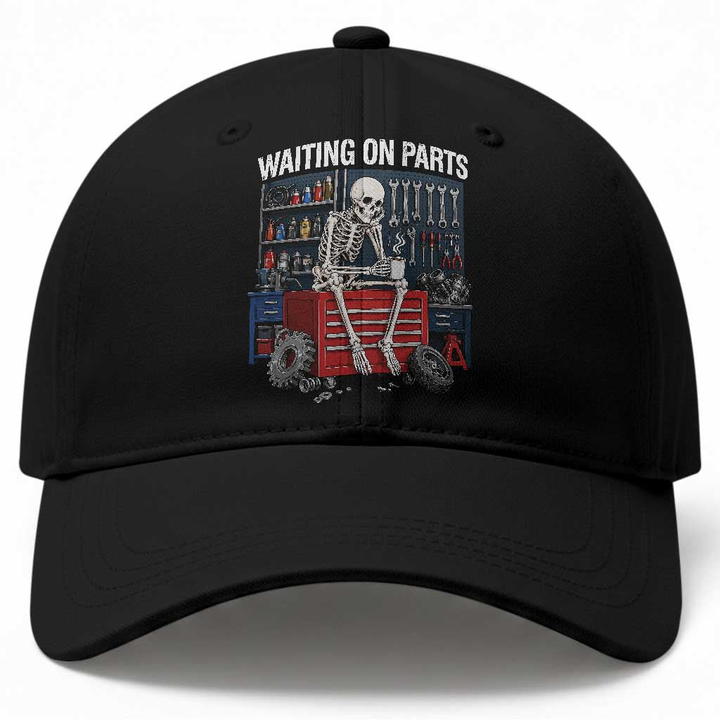 Waiting On Parts Funny Mechanic Baseball Cap Skeleton Auto Repair Life TS11 Print Your Wear