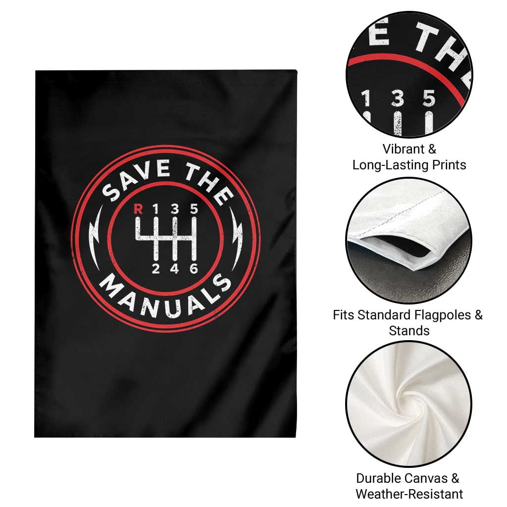 Save The Manuals Gear Shift Car Lover Garden Flag TS11 Print Your Wear