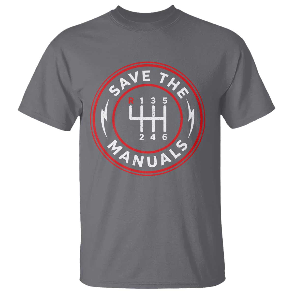 Save The Manuals Gear Shift Car Lover T Shirt TS11 Charcoal Print Your Wear