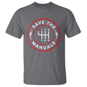 Save The Manuals Gear Shift Car Lover T Shirt TS11 Charcoal Print Your Wear
