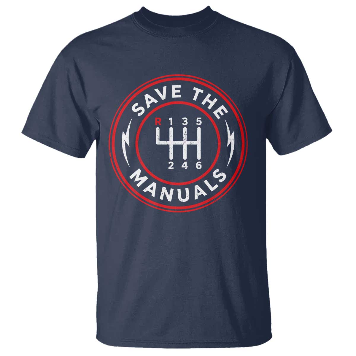 Save The Manuals Gear Shift Car Lover T Shirt TS11 Navy Print Your Wear