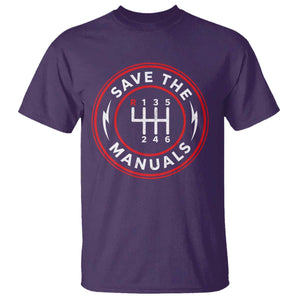 Save The Manuals Gear Shift Car Lover T Shirt TS11 Purple Print Your Wear