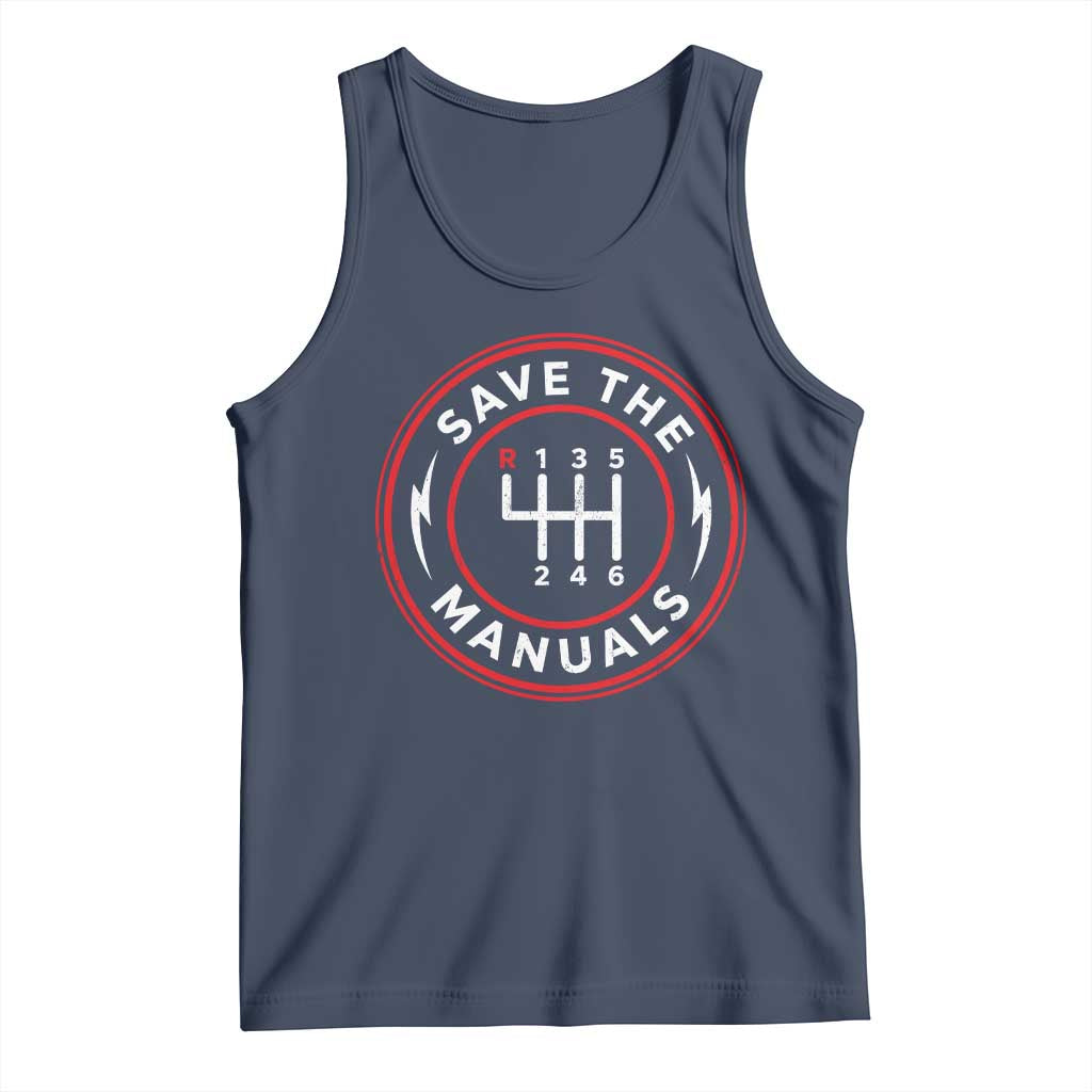 Save The Manuals Gear Shift Car Lover Tank Top TS11 Navy Print Your Wear