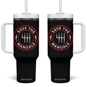 Save The Manuals Gear Shift Car Lover Tumbler With Handle TS11 One Size: 40 oz Black Print Your Wear