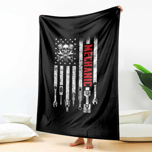 Mechanic American Flag Vintage Skull Auto Repair Handyman Throw Blanket TS11 Print Your Wear