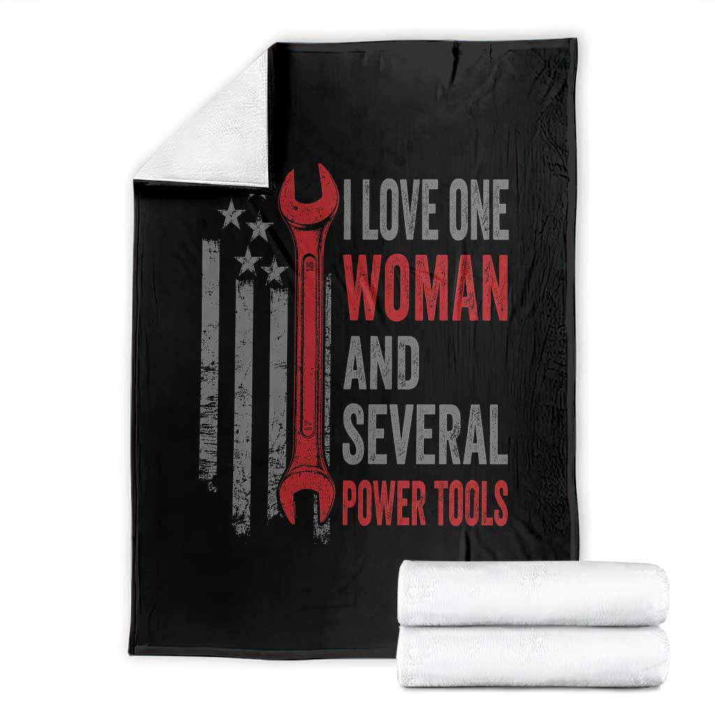 I Love One Woman And Several Power Tools Throw Blanket Funny Mechanic Handyman Carpenter TS11 Black Print Your Wear