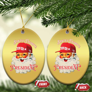 Trump Supporter Christmas Ornament Santa's Favorite President Trump 2024 Xmas TS11 Oval Gold Print Your Wear