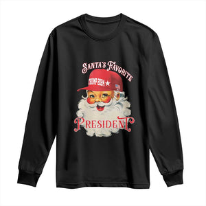 Trump Supporter Long Sleeve Shirt Santa's Favorite President Trump 2024 Christmas TS11 Black Print Your Wear