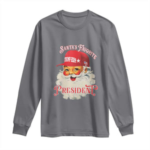 Trump Supporter Long Sleeve Shirt Santa's Favorite President Trump 2024 Christmas TS11 Charcoal Print Your Wear