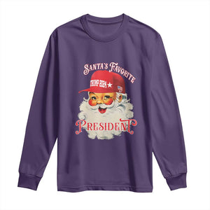 Trump Supporter Long Sleeve Shirt Santa's Favorite President Trump 2024 Christmas TS11 Purple Print Your Wear