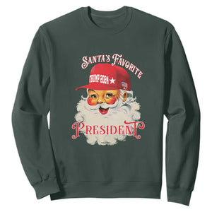 Trump Supporter Sweatshirt Santa's Favorite President Trump 2024 Christmas TS11 Dark Forest Green Print Your Wear