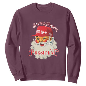 Trump Supporter Sweatshirt Santa's Favorite President Trump 2024 Christmas TS11 Maroon Print Your Wear