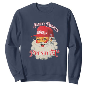 Trump Supporter Sweatshirt Santa's Favorite President Trump 2024 Christmas TS11 Navy Print Your Wear