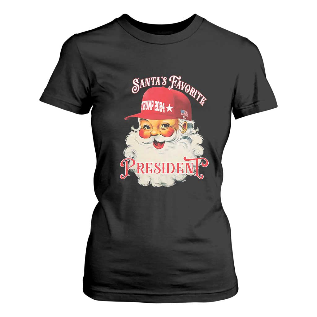 Trump Supporter T Shirt For Women Santa's Favorite President Trump 2024 Christmas TS11 Black Print Your Wear