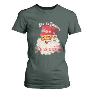 Trump Supporter T Shirt For Women Santa's Favorite President Trump 2024 Christmas TS11 Dark Forest Green Print Your Wear