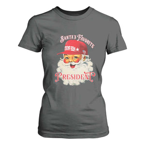 Trump Supporter T Shirt For Women Santa's Favorite President Trump 2024 Christmas TS11 Dark Heather Print Your Wear