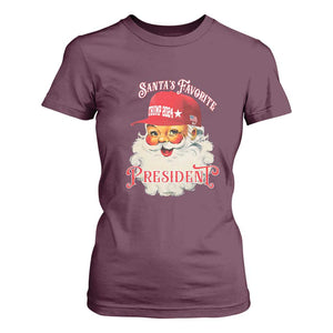 Trump Supporter T Shirt For Women Santa's Favorite President Trump 2024 Christmas TS11 Maroon Print Your Wear