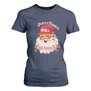 Trump Supporter T Shirt For Women Santa's Favorite President Trump 2024 Christmas TS11 Navy Print Your Wear