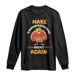 Funny Thanksgiving Trump Long Sleeve Shirt Make Thanksgiving Great Again Blond Hair Turkey TS11 Black Print Your Wear