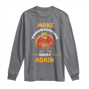 Funny Thanksgiving Trump Long Sleeve Shirt Make Thanksgiving Great Again Blond Hair Turkey TS11 Charcoal Print Your Wear