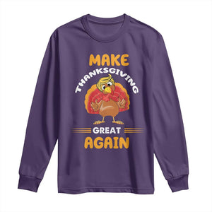 Funny Thanksgiving Trump Long Sleeve Shirt Make Thanksgiving Great Again Blond Hair Turkey TS11 Purple Print Your Wear