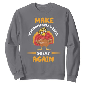 Funny Thanksgiving Trump Sweatshirt Make Thanksgiving Great Again Blond Hair Turkey TS11 Charcoal Print Your Wear