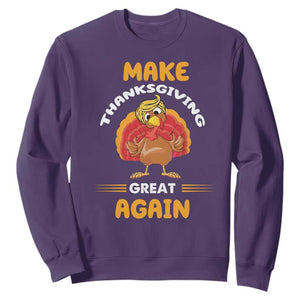 Funny Thanksgiving Trump Sweatshirt Make Thanksgiving Great Again Blond Hair Turkey TS11 Purple Print Your Wear