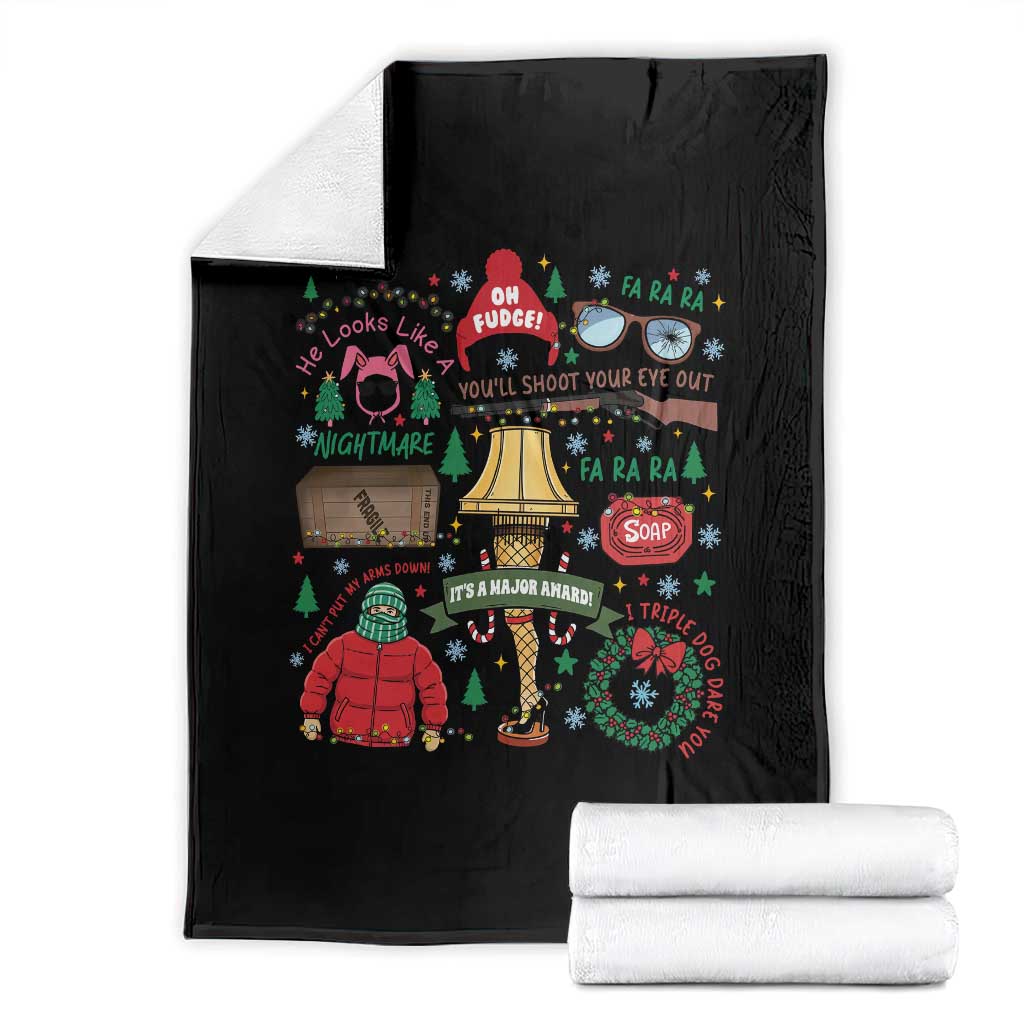 Funny Christmas Movie Throw Blanket Oh Fudge Bunny Pajama Italian Leg Lamp TS11 Black Print Your Wear