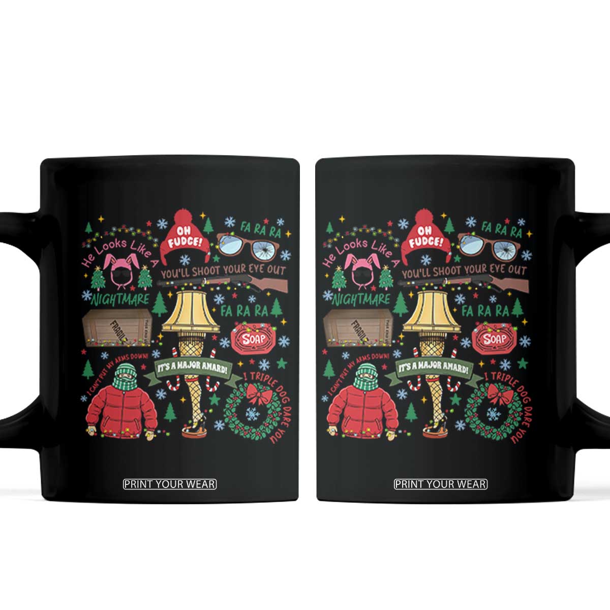 Funny Christmas Movie Coffee Mug Oh Fudge Bunny Pajama Italian Leg Lamp TS11 Black Print Your Wear