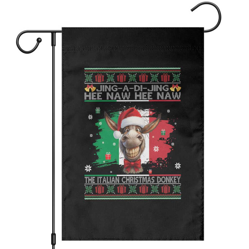 Funny Italian Christmas Donkey Garden Flag Funny Domick The Donkey Holiday Italy Flag TS11 Black Print Your Wear