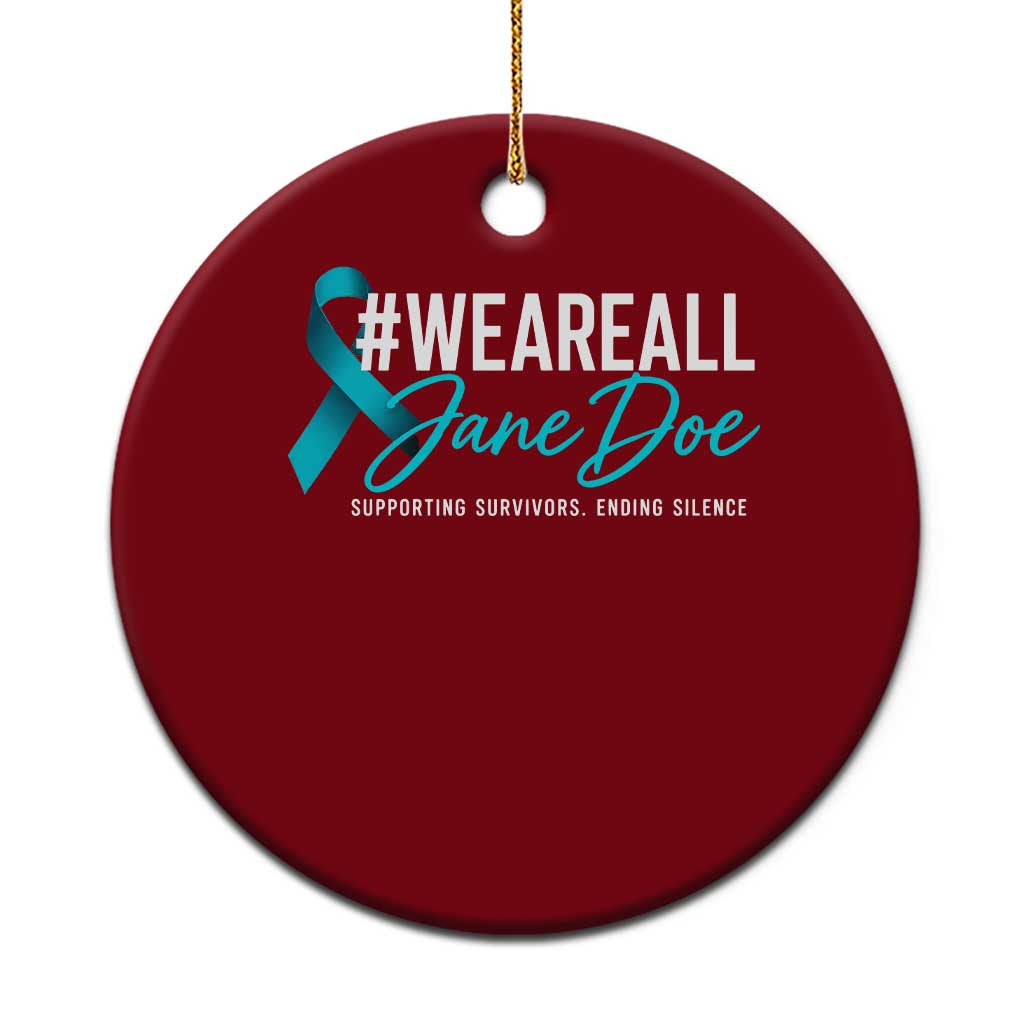 We Are All Jane Doe Ceramic Ornament Supporting Survivors Ending Silence Sexual Assault Awareness Ribbon