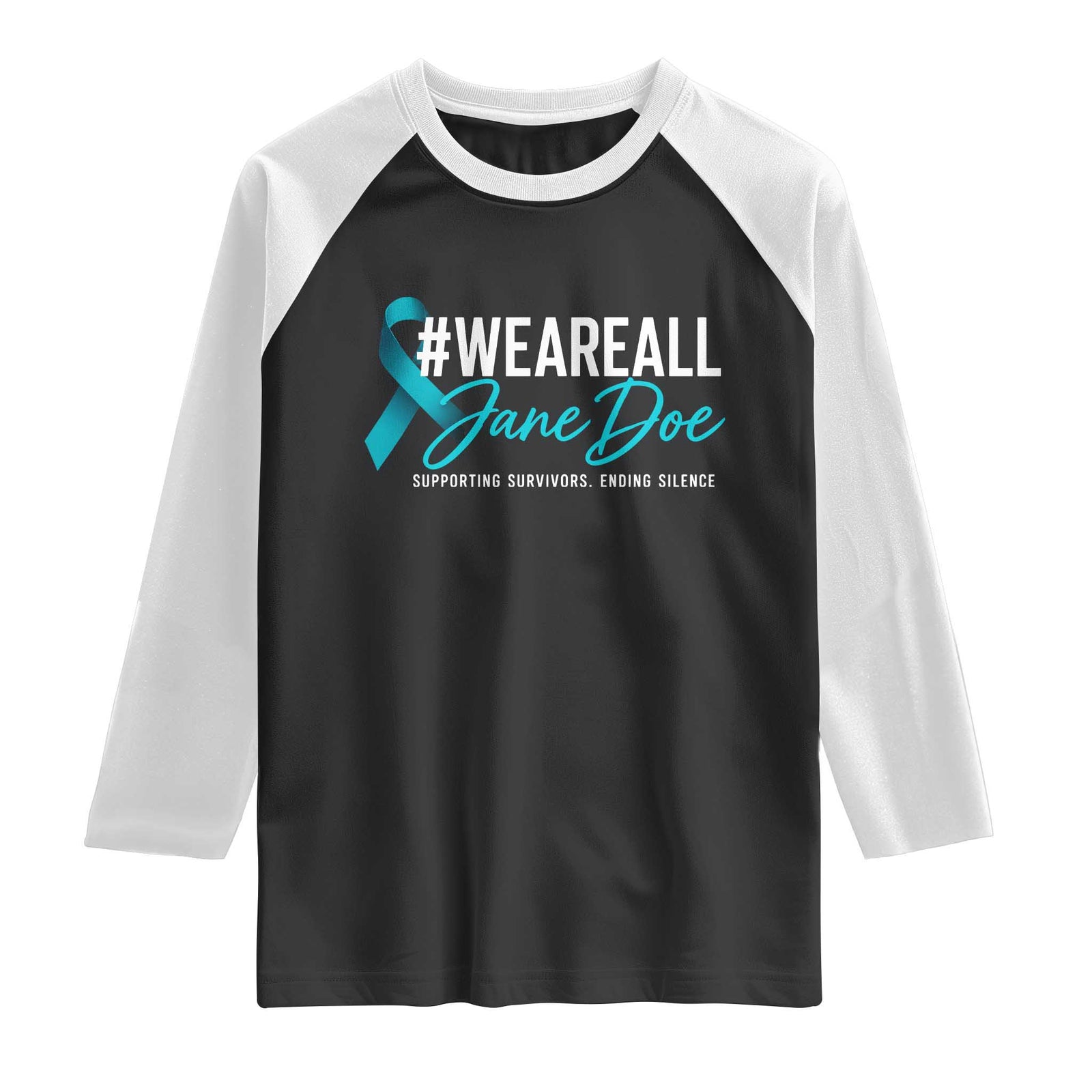 We Are All Jane Doe Raglan Shirt Supporting Survivors Ending Silence Sexual Assault Awareness Ribbon
