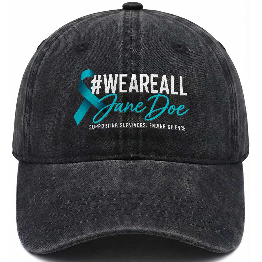 We Are All Jane Doe Washed Cotton Baseball Cap Supporting Survivors Ending Silence Sexual Assault Awareness Ribbon