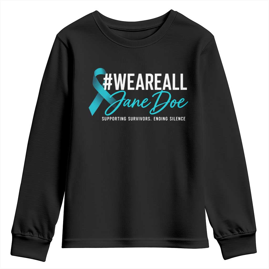 We Are All Jane Doe Youth Sweatshirt Supporting Survivors Ending Silence Sexual Assault Awareness Ribbon