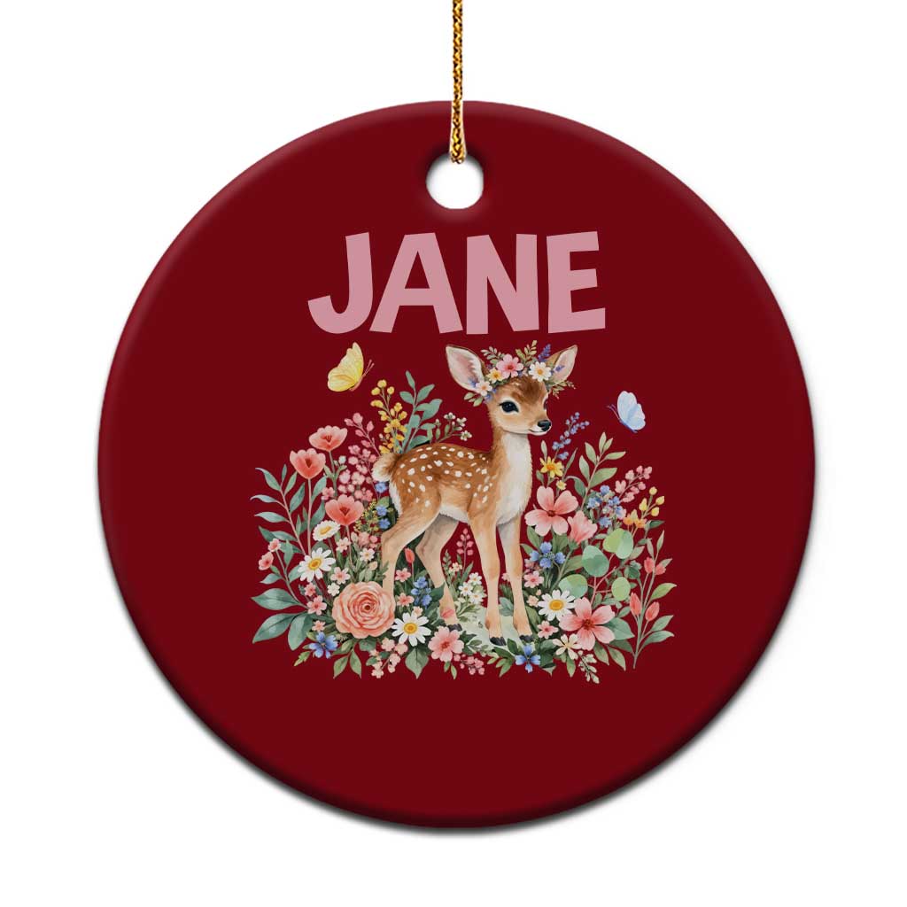 Jane Doe Floral Deer Puns Ceramic Ornament Protect Survivors and Womens Movement