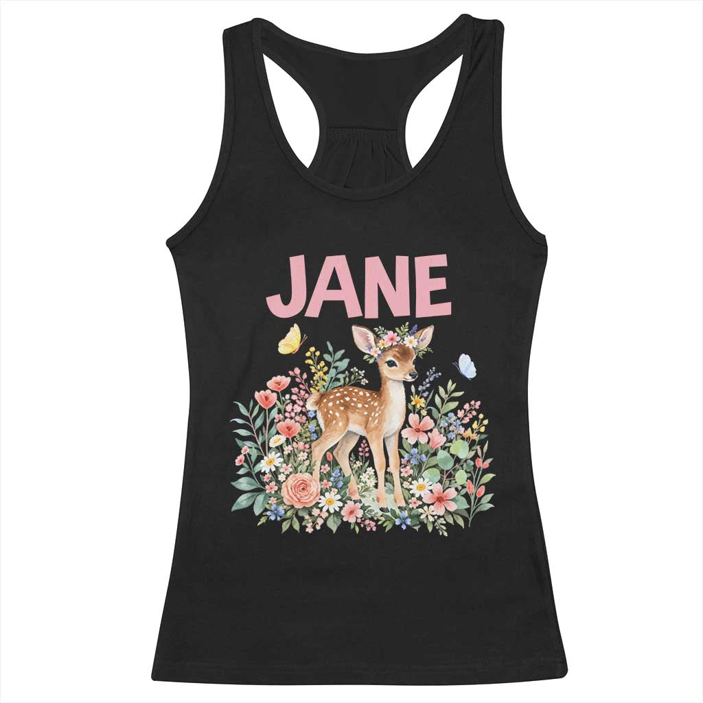 Jane Doe Floral Deer Puns Racerback Tank Top Protect Survivors and Womens Movement