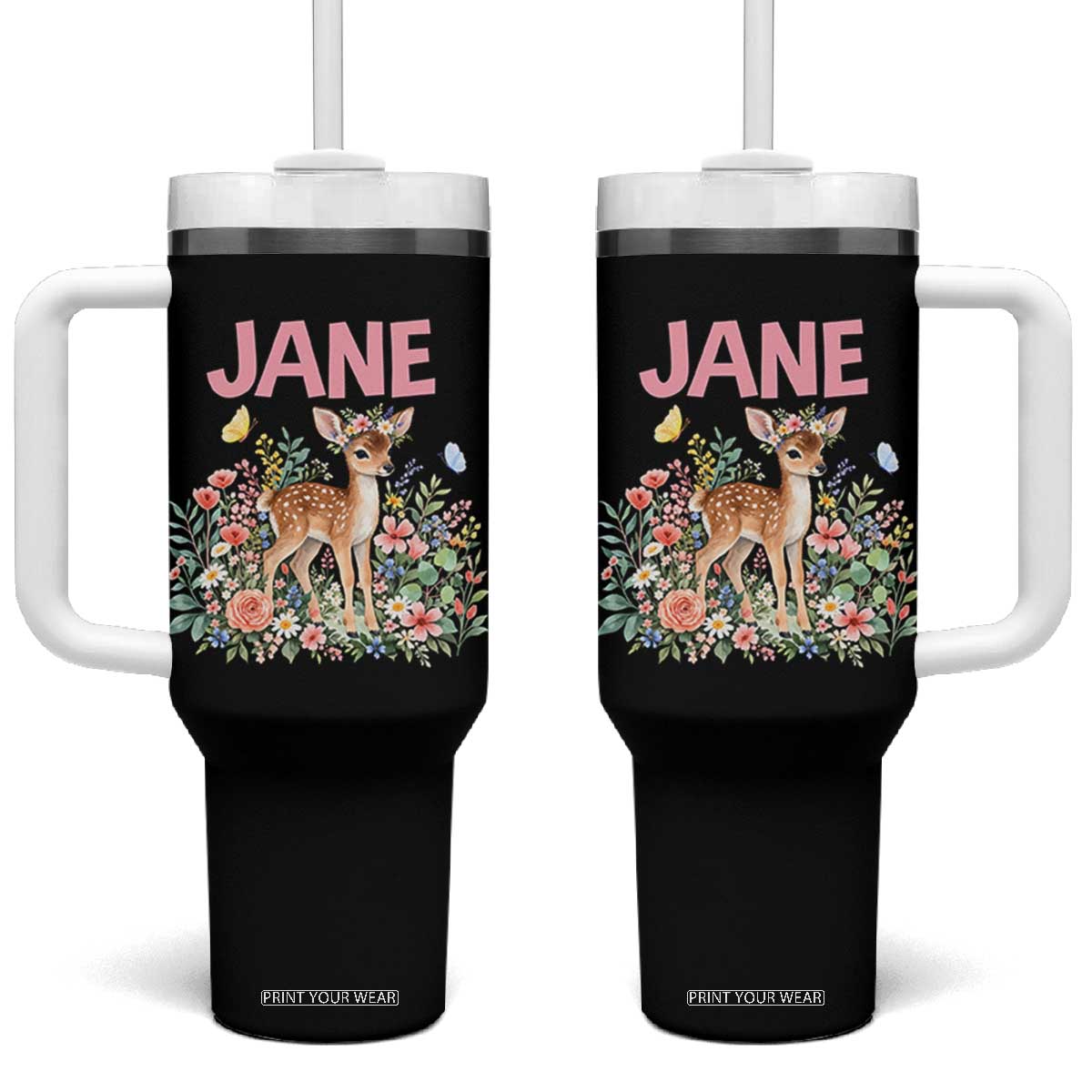 Jane Doe Floral Deer Puns Tumbler With Handle Protect Survivors and Womens Movement