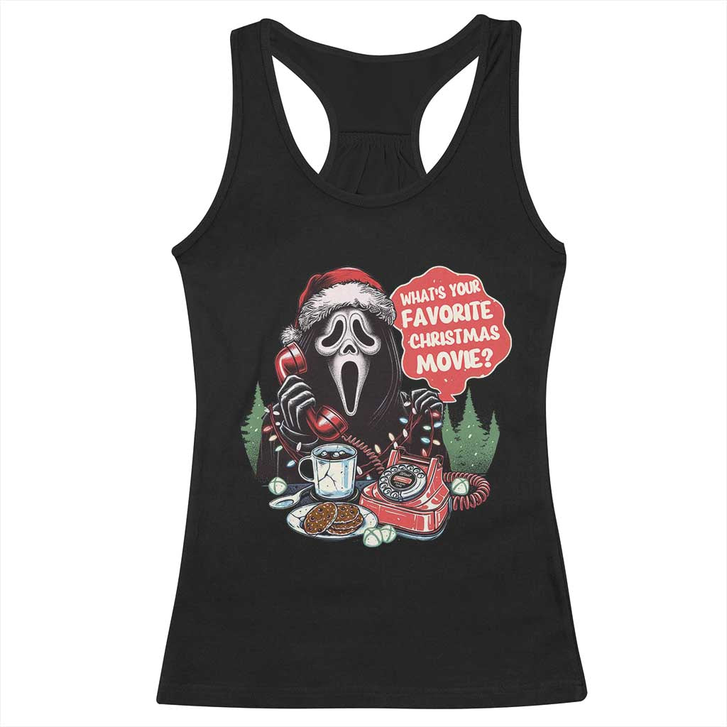 Funny Ghost Christmas Face Racerback Tank Top Whats Your Favorite Christmas Movie Spooky Xmas TS11 Black Print Your Wear