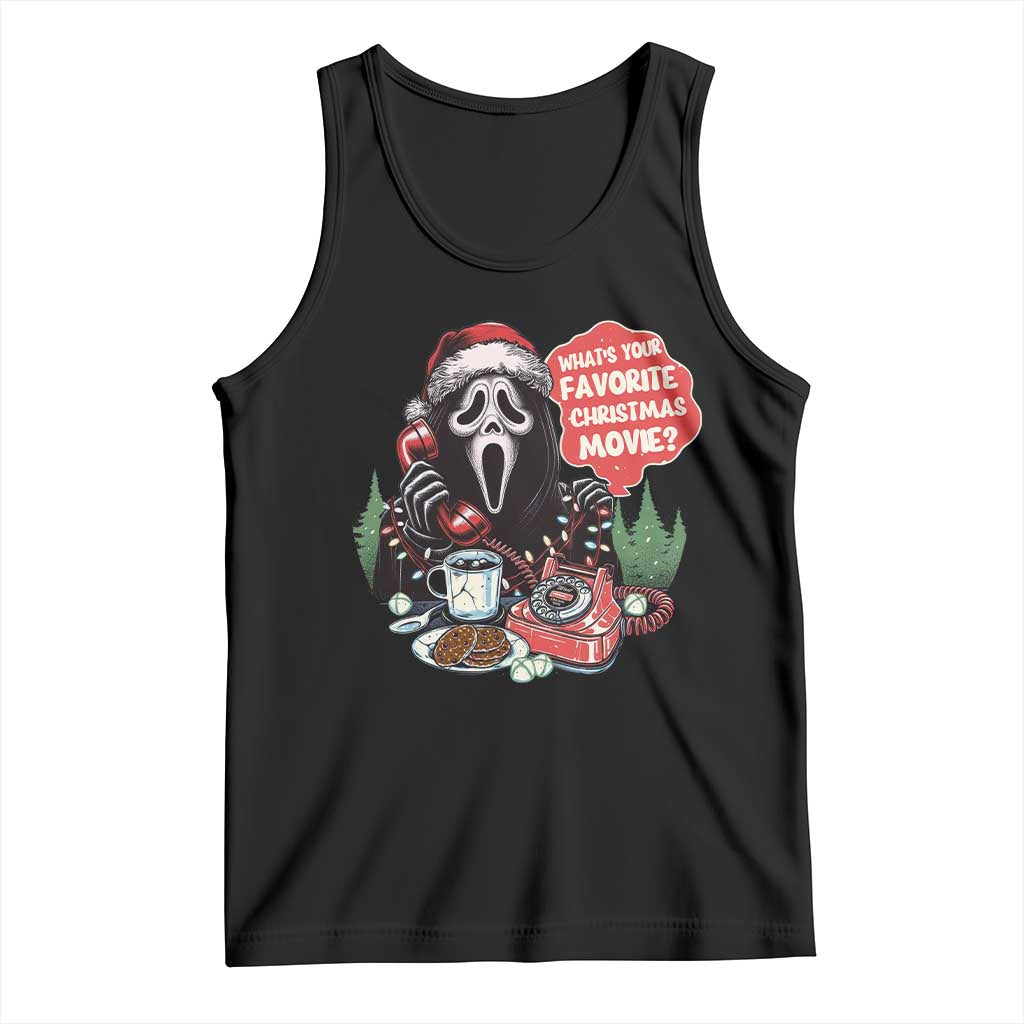 Funny Ghost Christmas Face Tank Top Whats Your Favorite Christmas Movie Spooky Xmas TS11 Black Print Your Wear