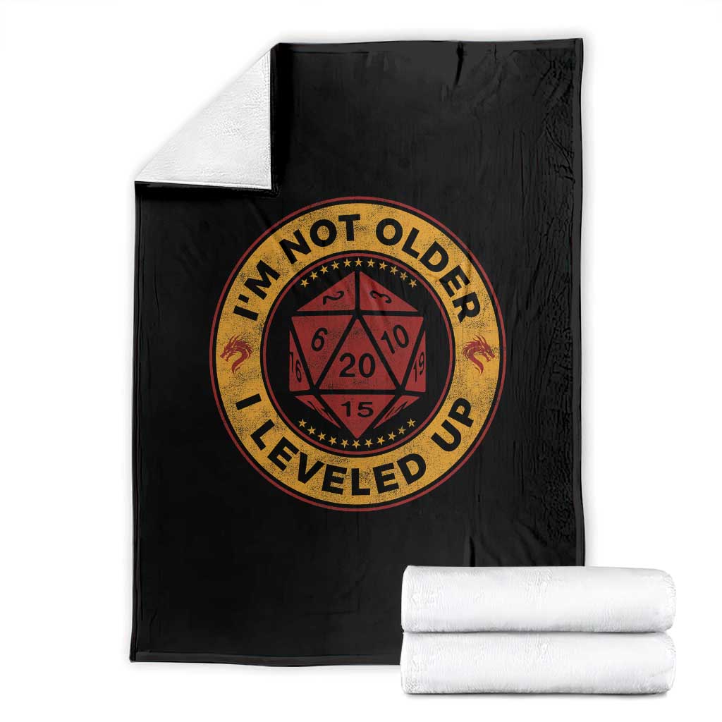 Funny RPG Gamer I Am Not Older I Leveled Up Throw Blanket Vintage D20 Tabletop TS11 Black Print Your Wear