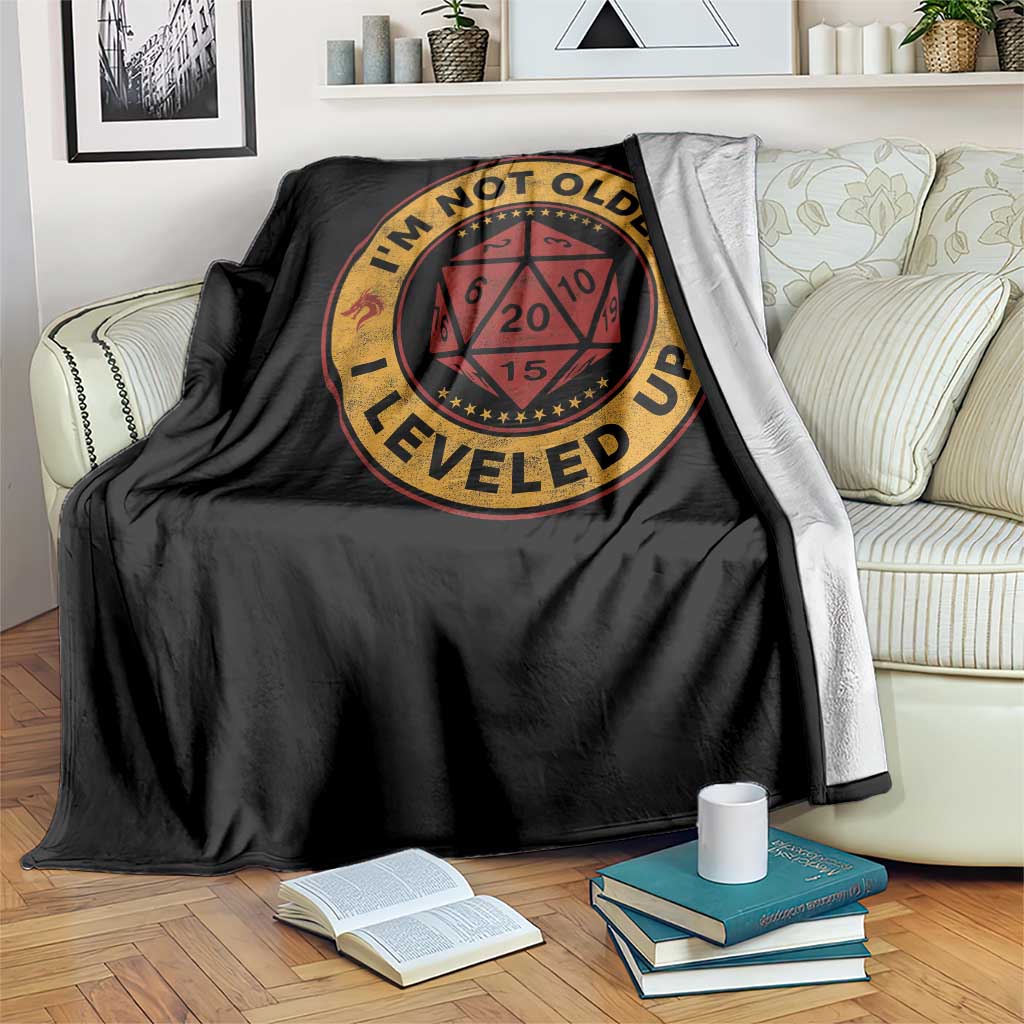 Funny RPG Gamer I Am Not Older I Leveled Up Throw Blanket Vintage D20 Tabletop TS11 Print Your Wear