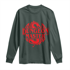 Funny Dungeon Master Long Sleeve Shirt RPG Gamer D20 Tabletop Red Dragon TS11 Dark Forest Green Print Your Wear
